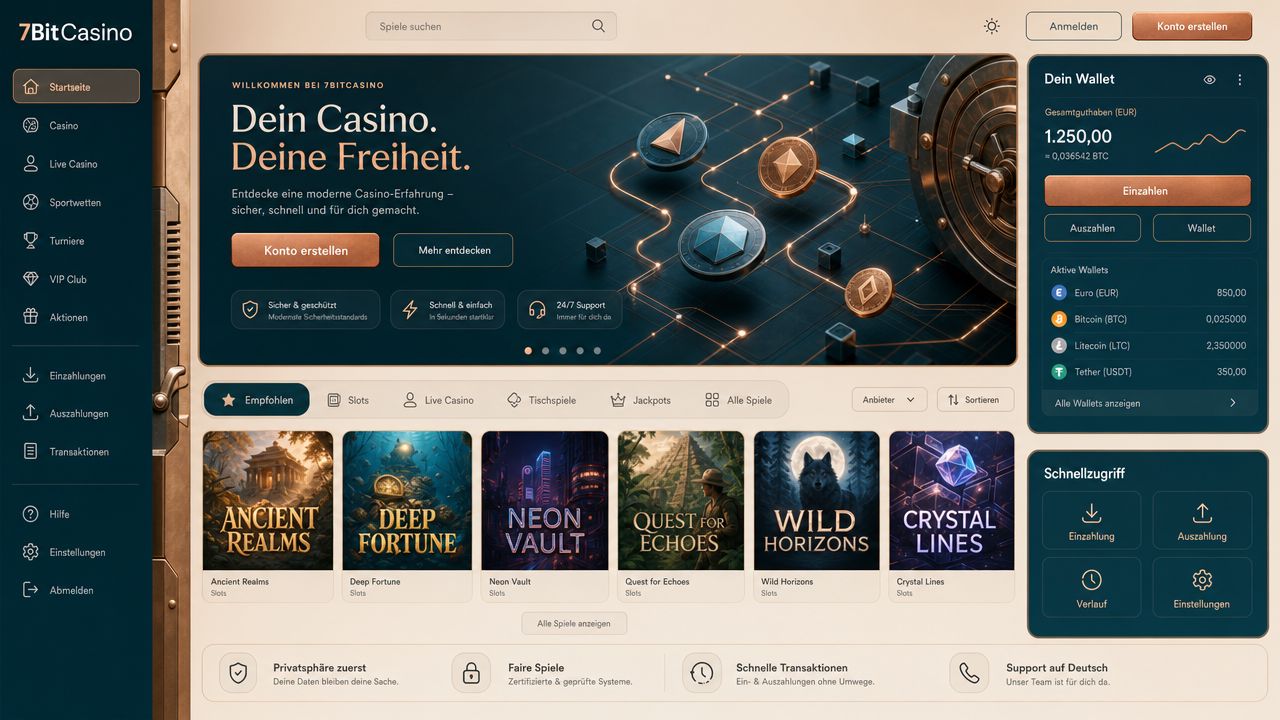 Screenshot der Website von 7BitCasino